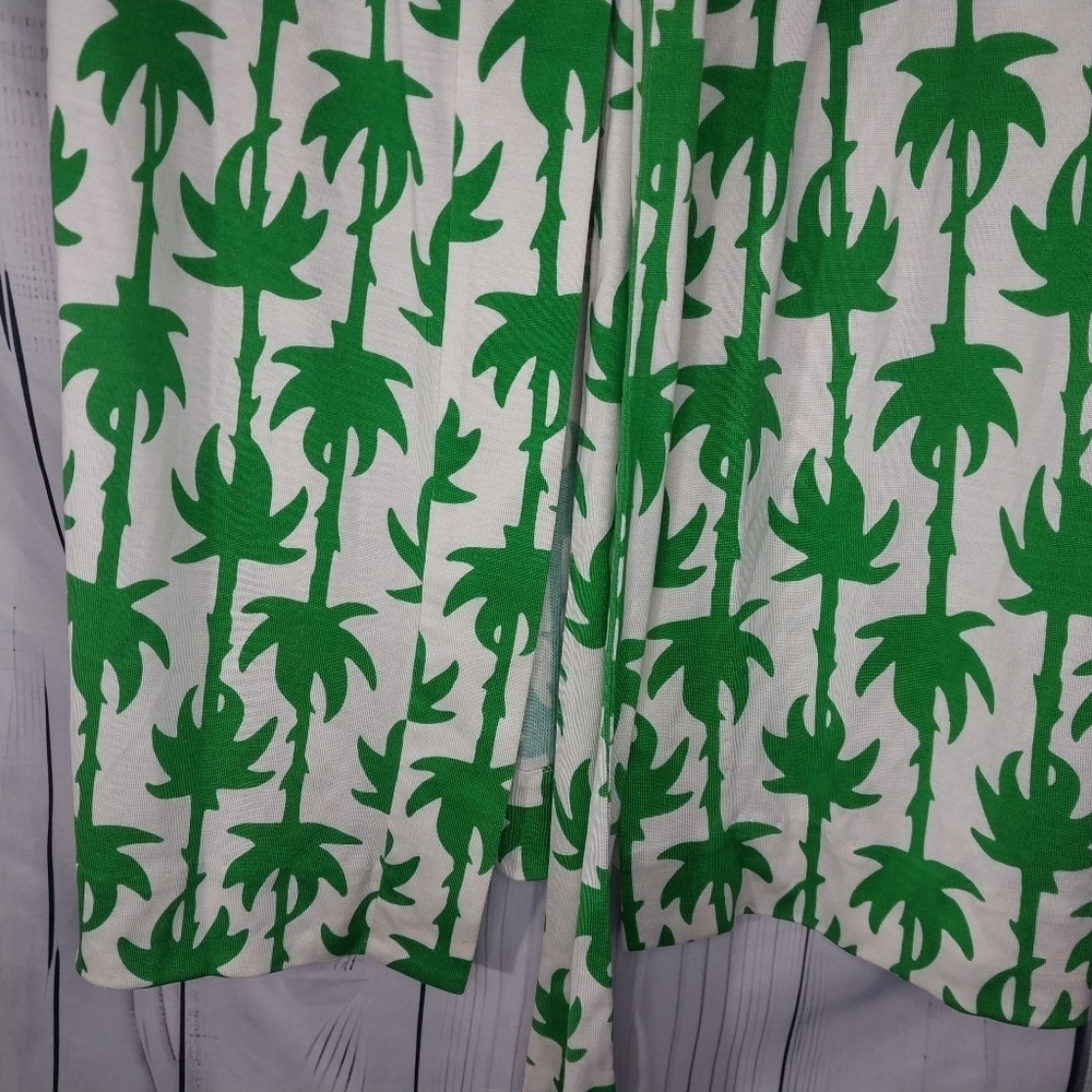 Diane Von Furstenberg Green Palm Sleeveless Yahzi Silk Jersey Wrap Dress - Picture 5 of 13